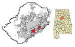 Jefferson County Alabama Incorporated and Unincorporated areas Vestavia Hills Highlighted